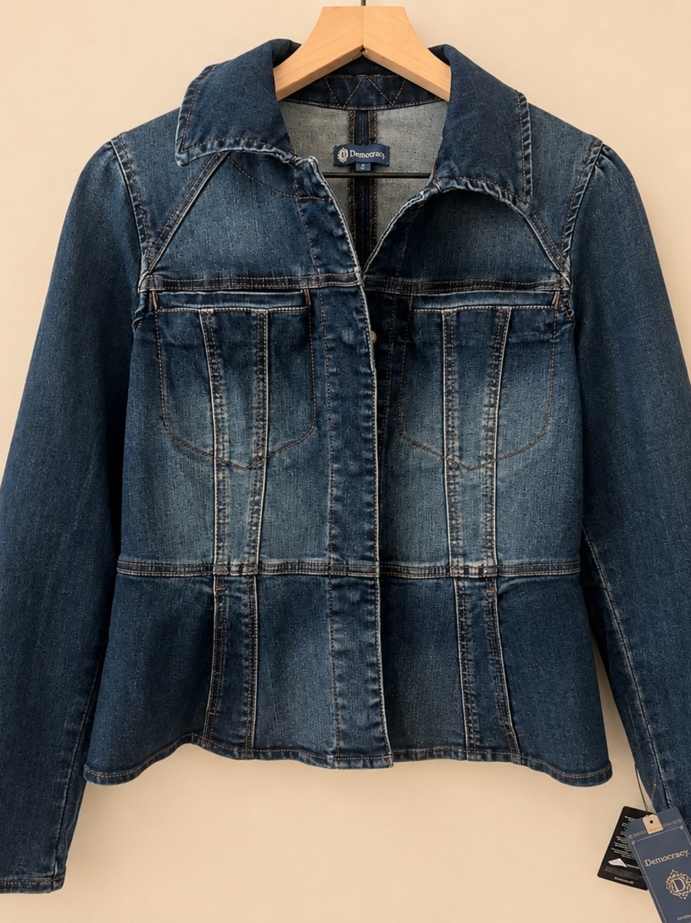 Democracy Peplum Hem Denim Jean Jacket - Picture 2 of 6